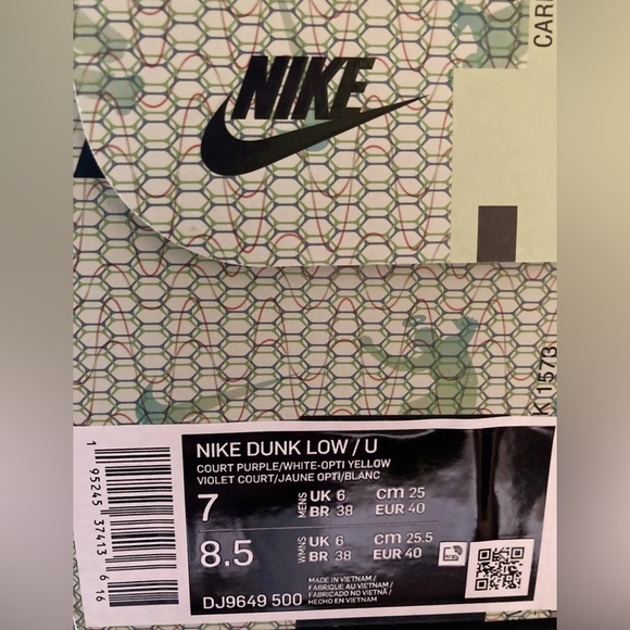 NIKE DUNK UNION COURT PURPLE  SIZE 7 DJ9649-500 SHIPS FREE PRIORITY MAIL 😮‍💨🔥 - Picture 9 of 9